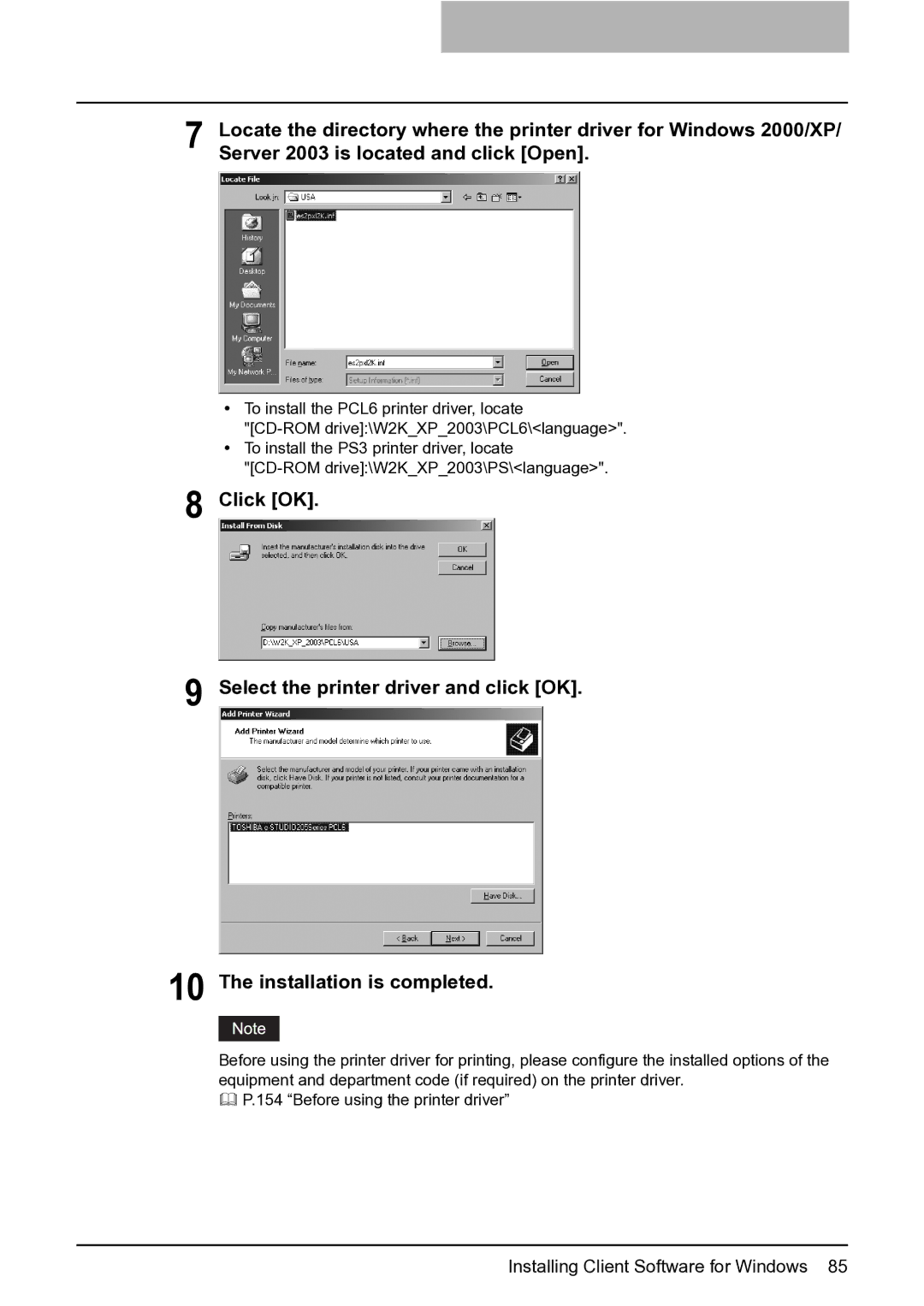 Toshiba e-Studio 165/205 manual Installing Client Software for Windows 