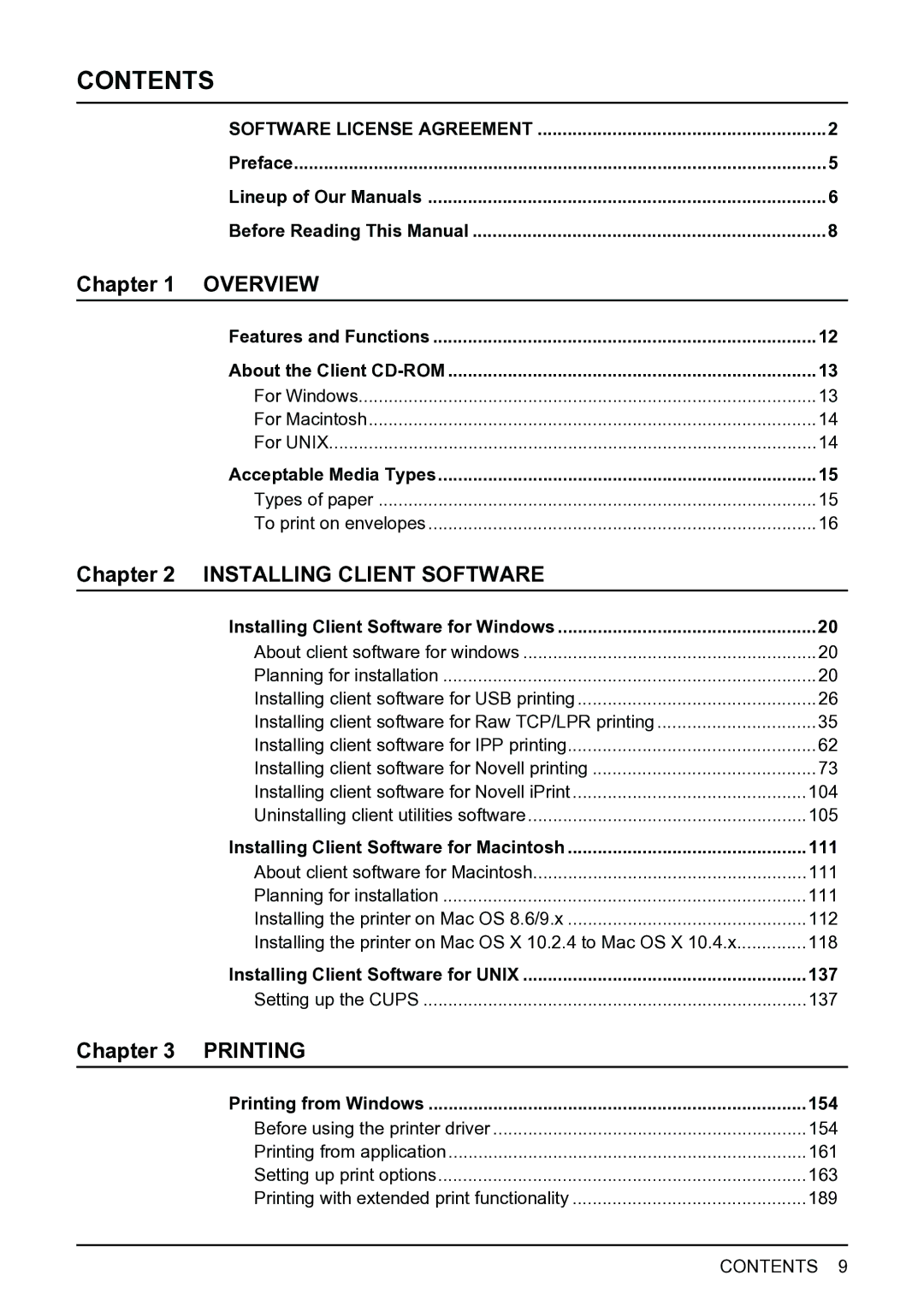 Toshiba e-Studio 165/205 manual Contents 