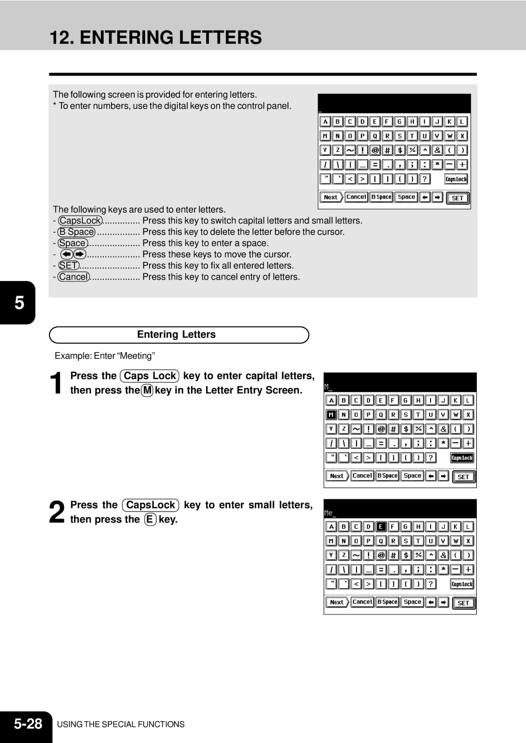 Toshiba e-studio 550/650/810 manual Entering Letters 