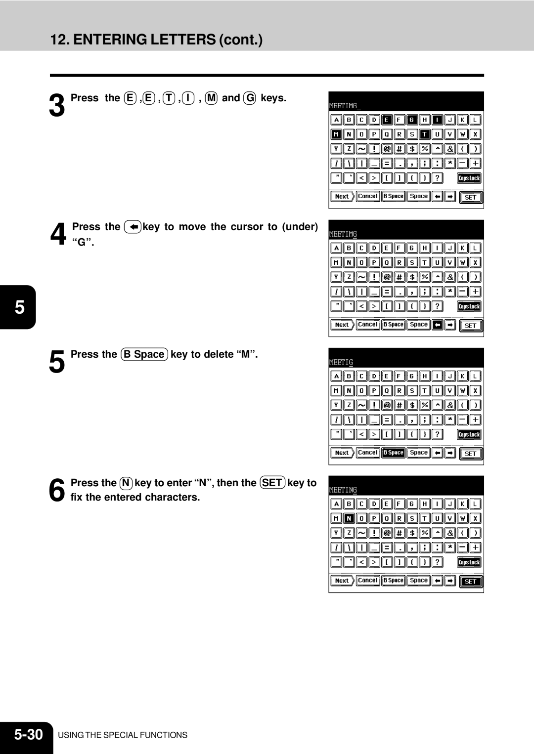 Toshiba e-studio 550/650/810 manual Entering Letters 