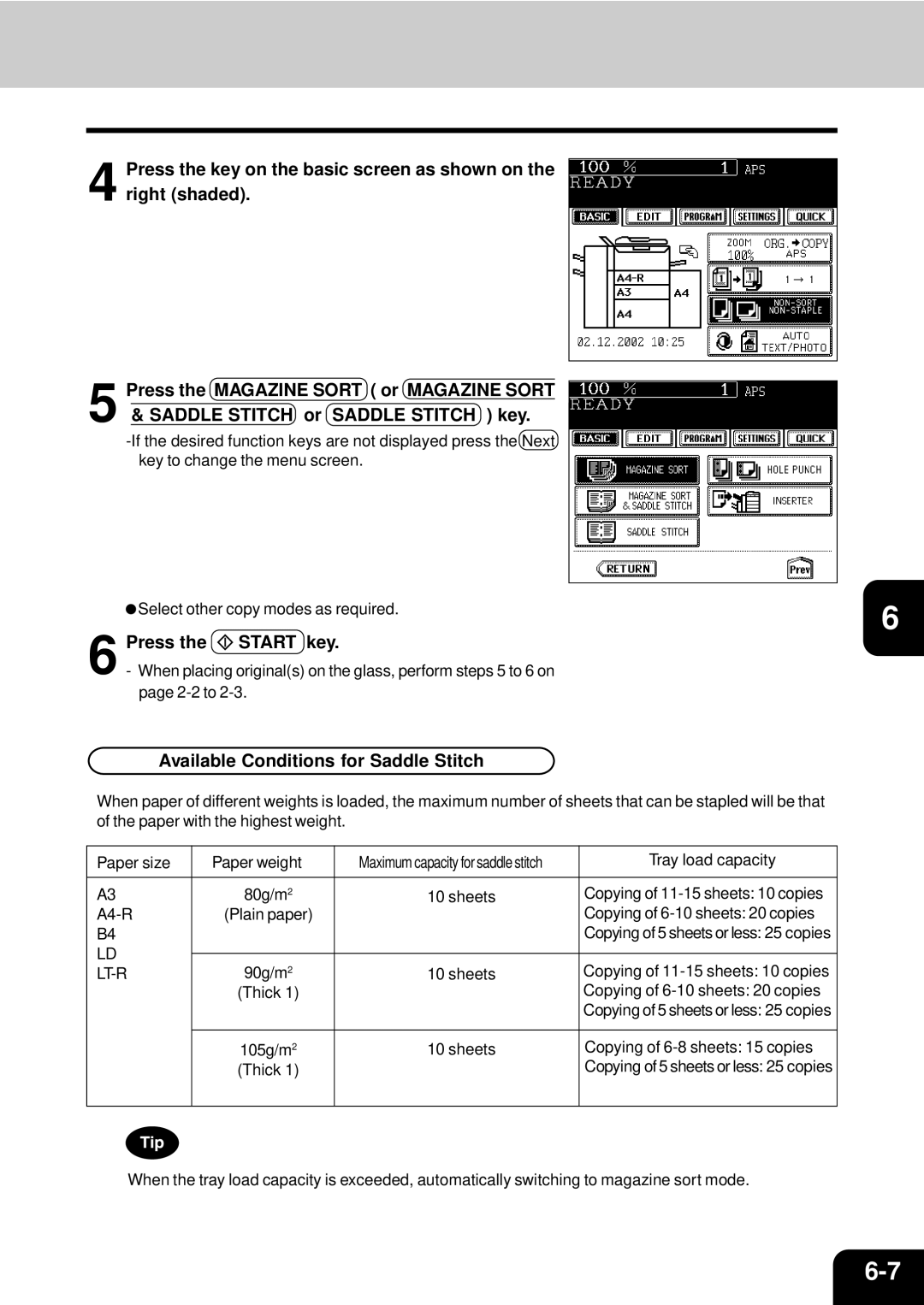 Toshiba e-studio 550/650/810 manual Available Conditions for Saddle Stitch, Lt-R 