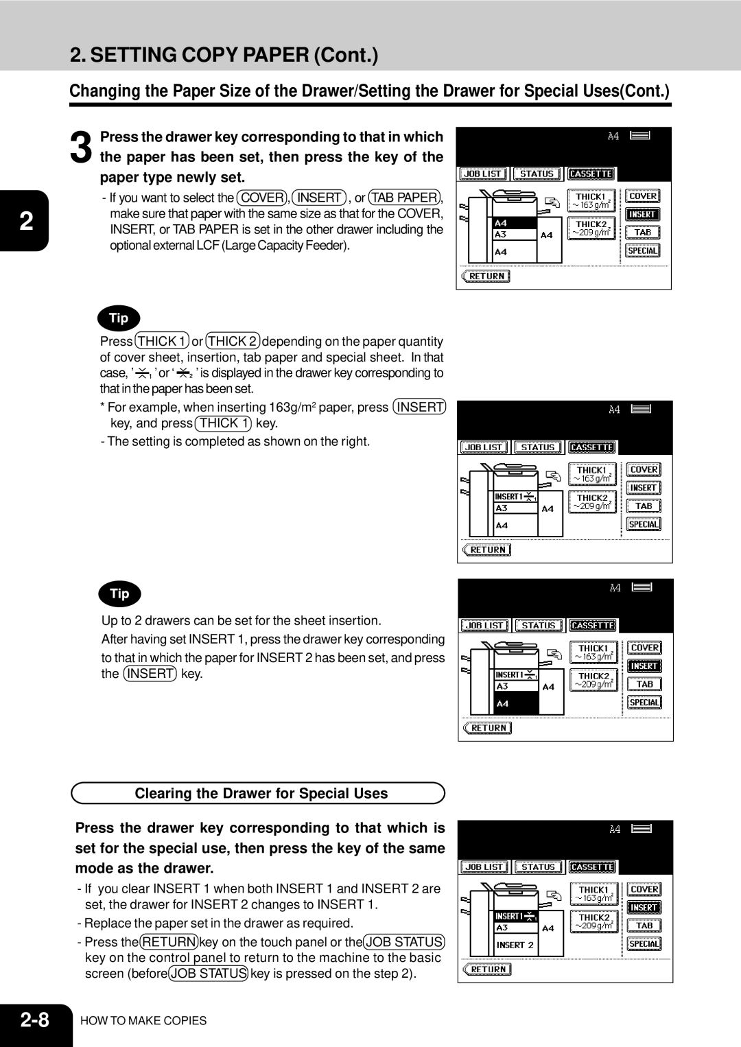 Toshiba e-studio 550/650/810 manual If you want to select the Cover , Insert , or TAB Paper 