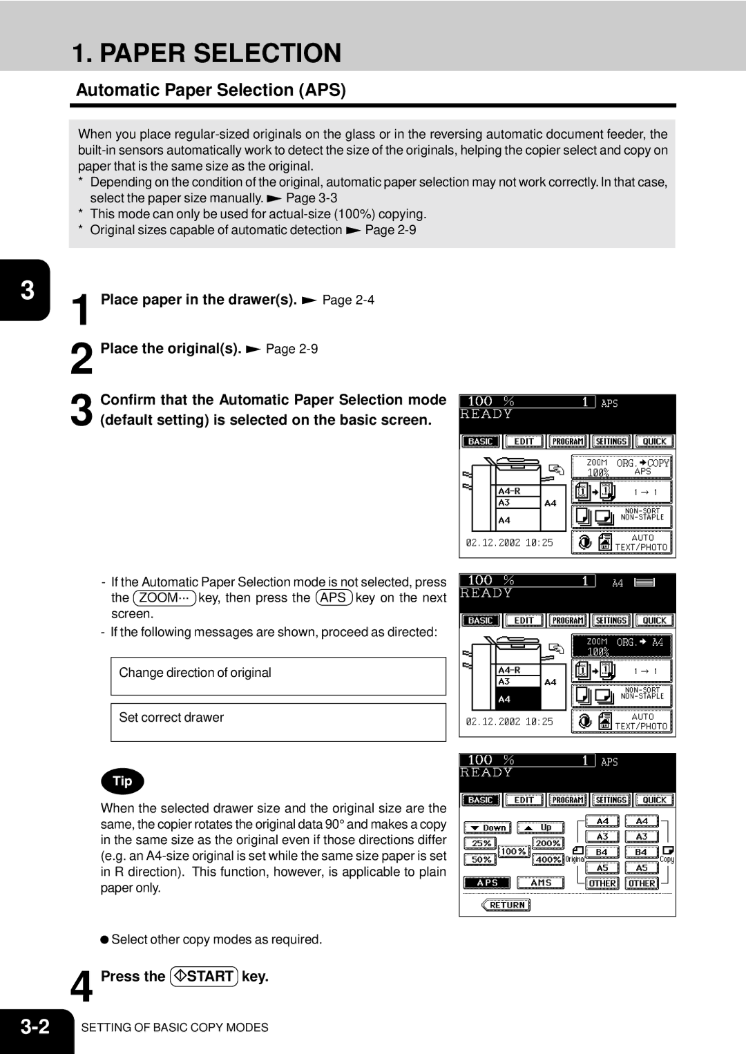 Toshiba e-studio 550/650/810 manual Automatic Paper Selection APS 