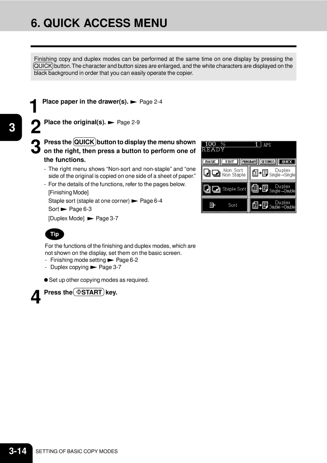 Toshiba e-studio 550/650/810 manual Quick Access Menu 