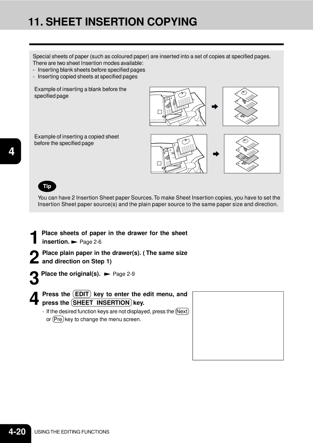 Toshiba e-studio 550/650/810 manual Sheet Insertion Copying 