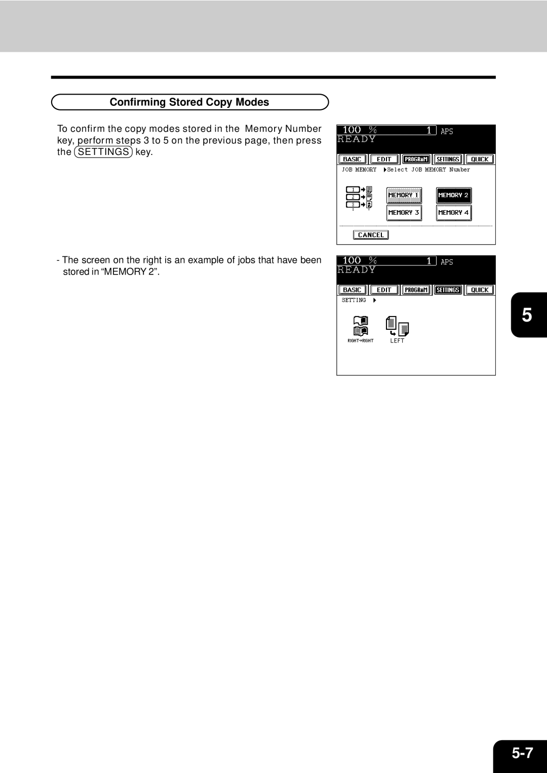 Toshiba e-studio 550/650/810 manual Confirming Stored Copy Modes 