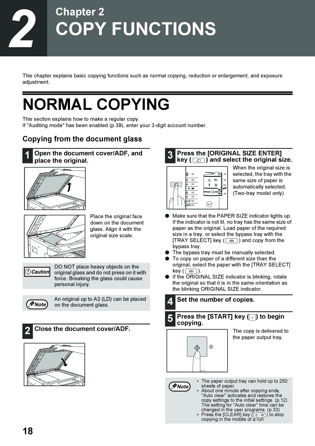 Toshiba e-STUDIO161 manual Normal Copying, Copying from the document glass, Close the document cover/ADF 