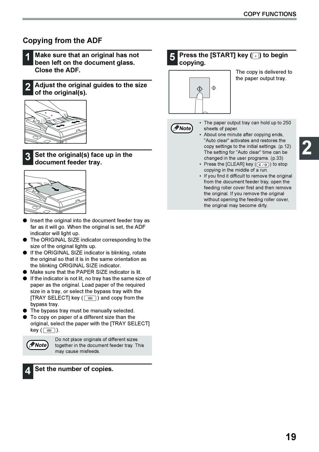 Toshiba e-STUDIO161 manual Copying from the ADF, Set the number of copies 