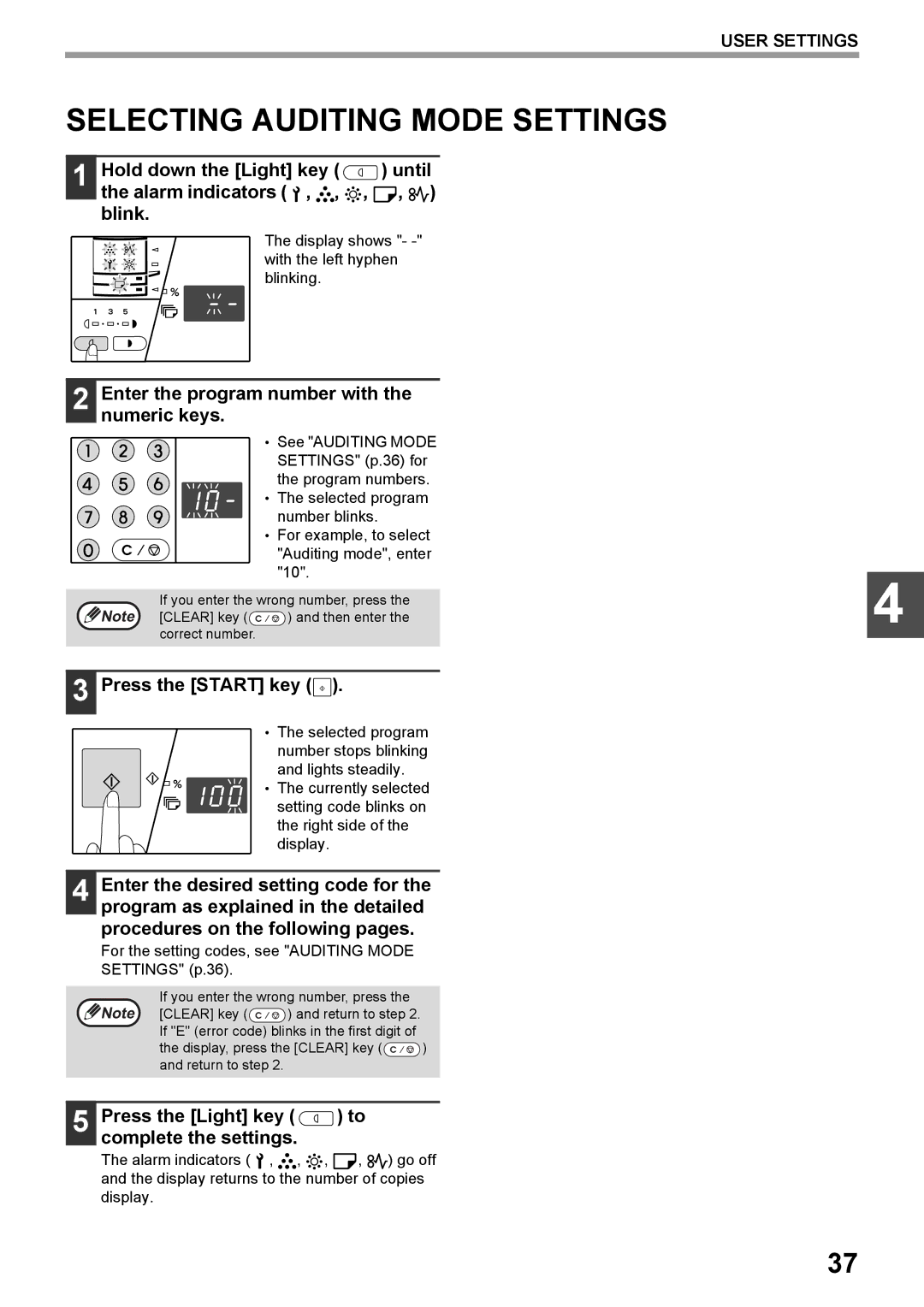 Toshiba e-STUDIO161 manual Selecting Auditing Mode Settings, For the setting codes, see Auditing Mode Settings p.36 