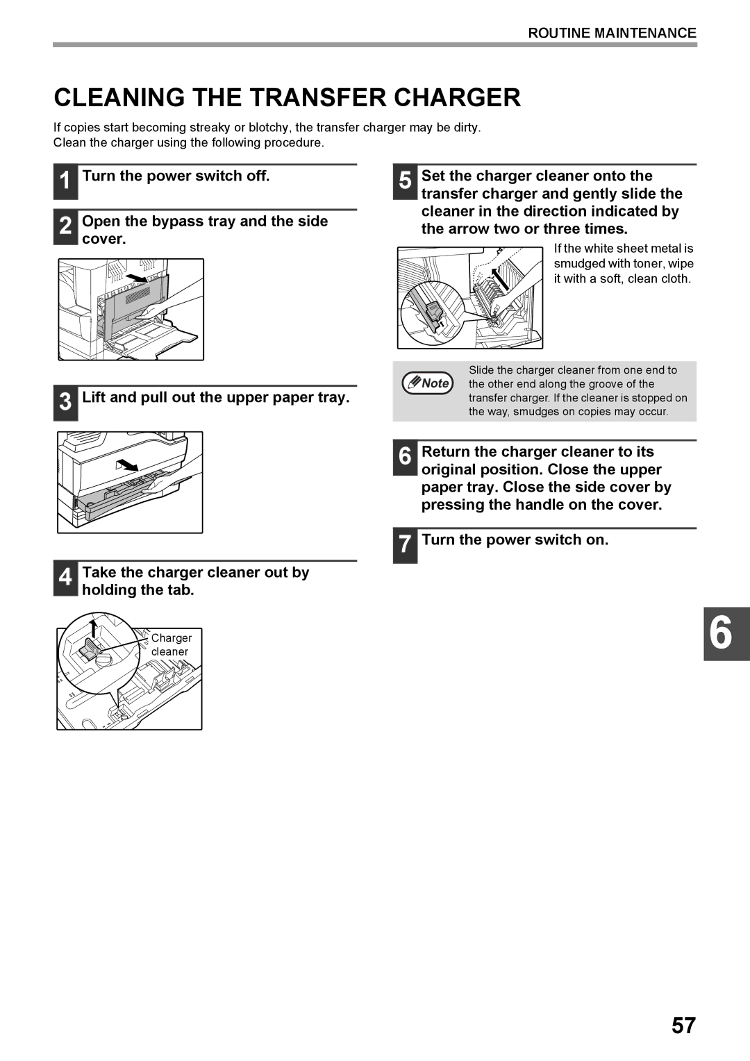 Toshiba e-STUDIO161 manual Cleaning the Transfer Charger 