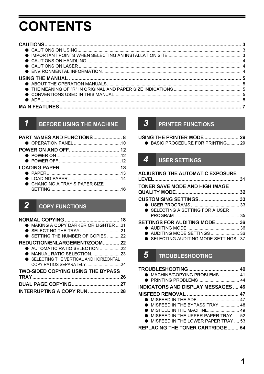 Toshiba e-STUDIO161 manual Contents 