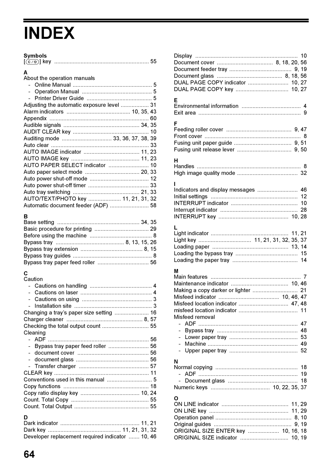 Toshiba e-STUDIO161 manual Index 