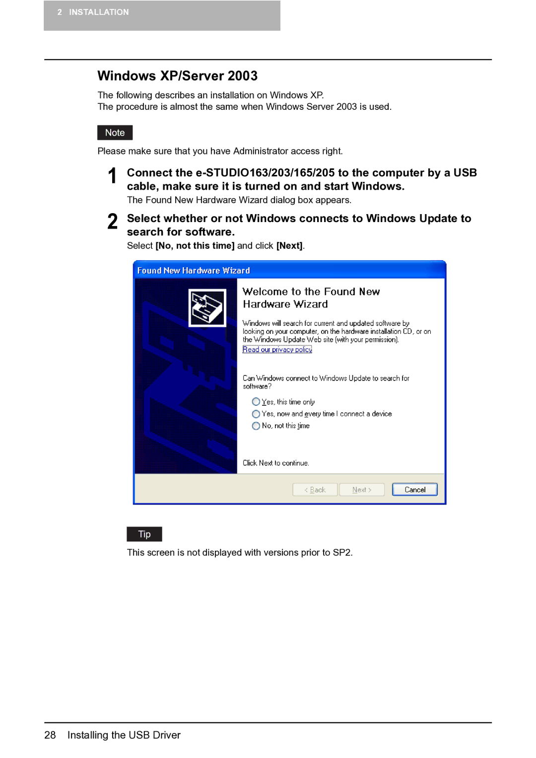 Toshiba e-STUDIO163/203 manual Windows XP/Server 