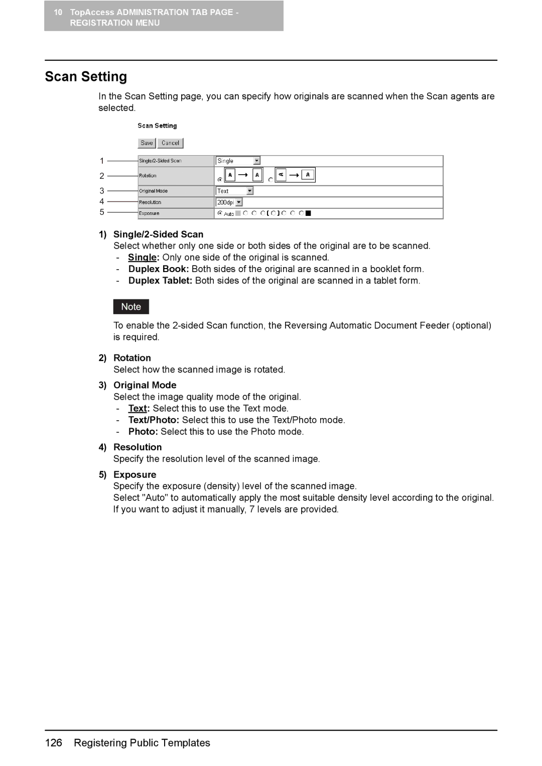 Toshiba e-Studio165, e-Studio205 setup guide Scan Setting 