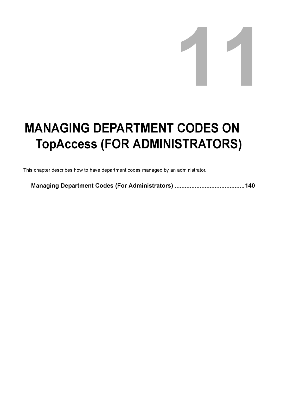 Toshiba e-Studio205, e-Studio165 setup guide Managing Department Codes on TopAccess for Administrators 