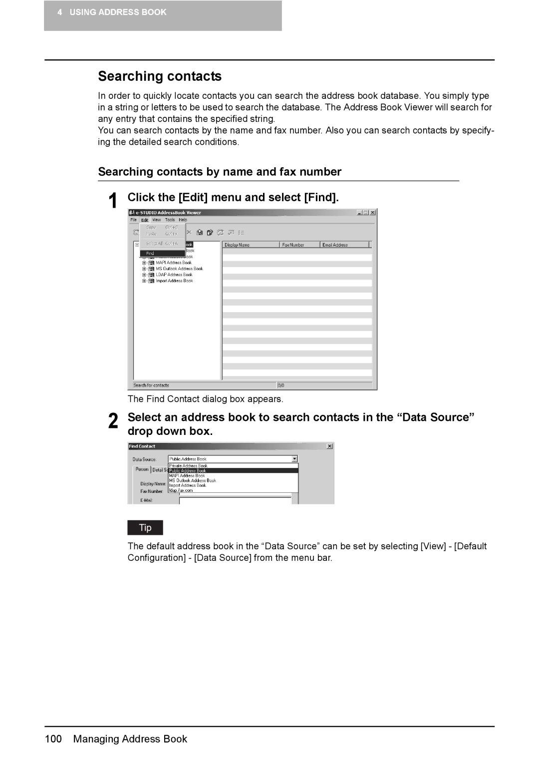 Toshiba e-Studio165, e-Studio205 manual Searching contacts 