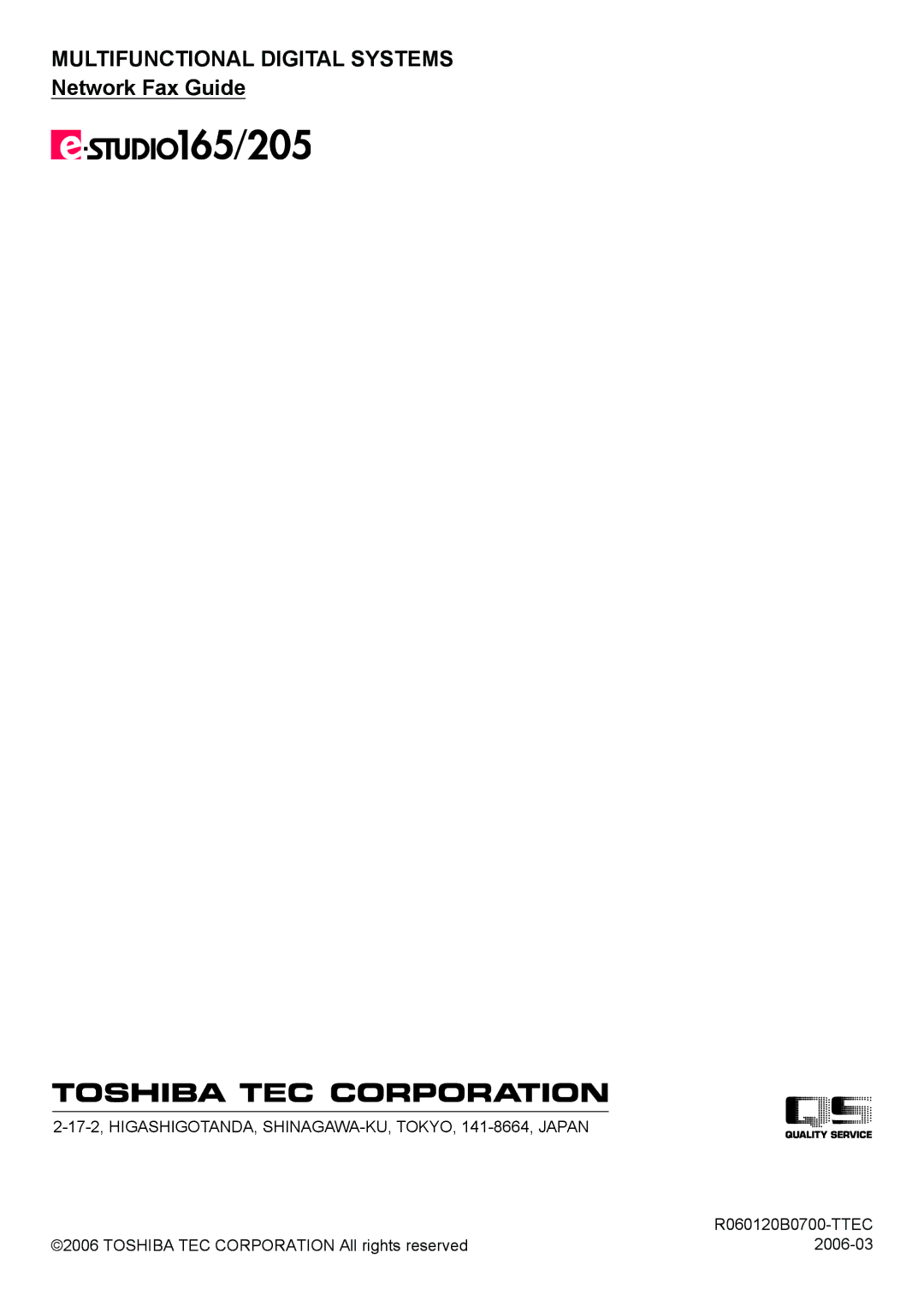 Toshiba e-Studio165, e-Studio205 manual Multifunctional Digital Systems 