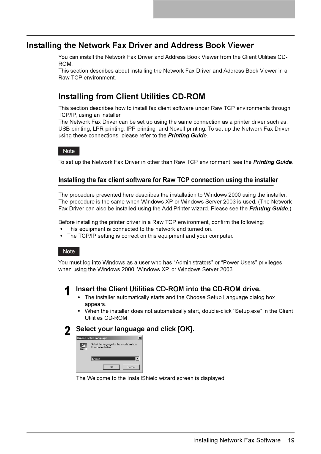 Toshiba e-Studio205 Installing the Network Fax Driver and Address Book Viewer, Installing from Client Utilities CD-ROM 