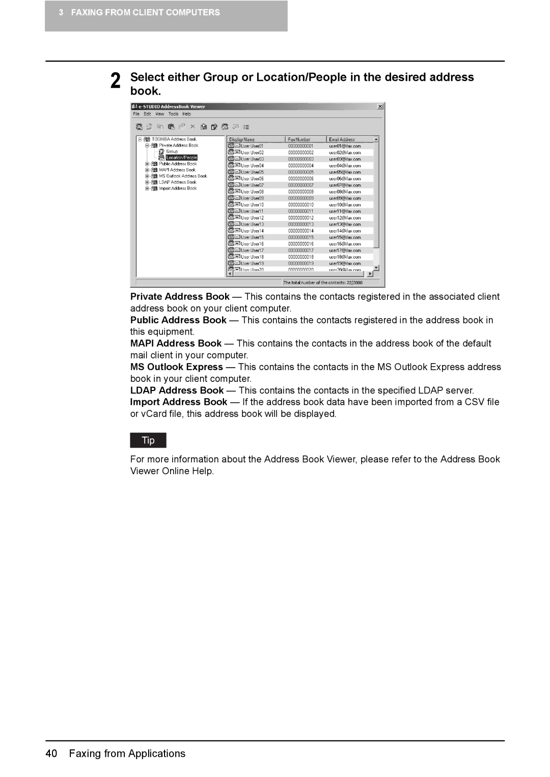 Toshiba e-Studio165, e-Studio205 manual Faxing from Applications 