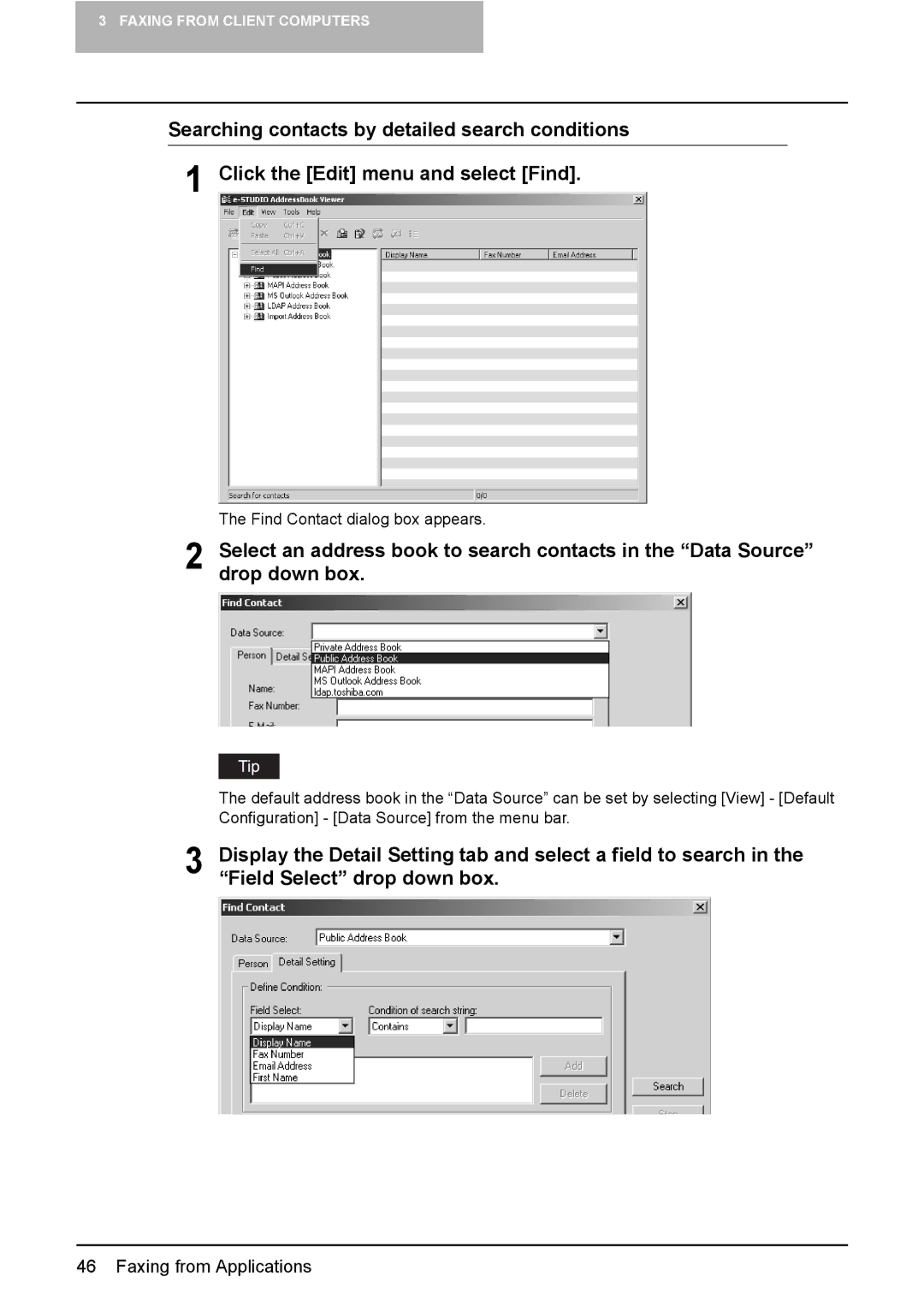 Toshiba e-Studio165, e-Studio205 manual Faxing from Applications 