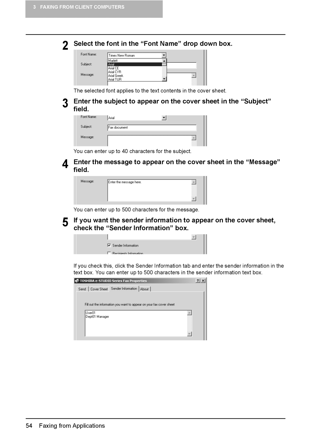 Toshiba e-Studio165, e-Studio205 manual Select the font in the Font Name drop down box 