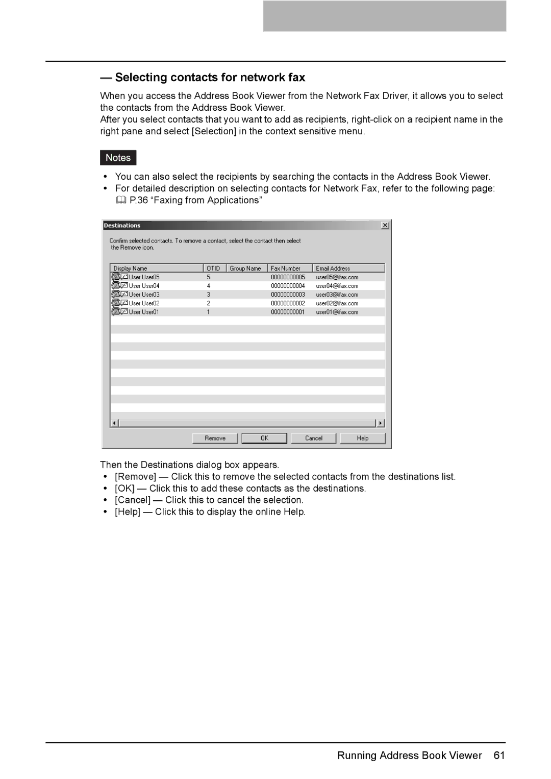 Toshiba e-Studio205, e-Studio165 manual Selecting contacts for network fax 