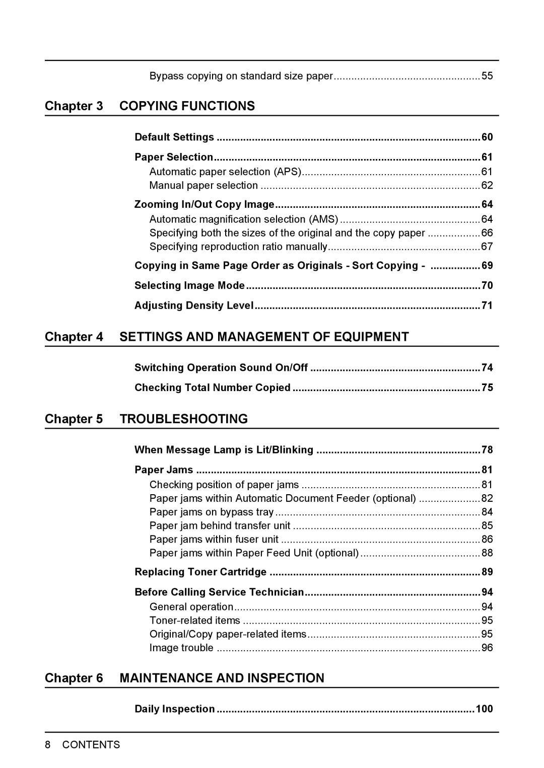 Toshiba e-STUDIO166, e-STUDIO206 manual Copying in Same Page Order as Originals Sort Copying, 100 