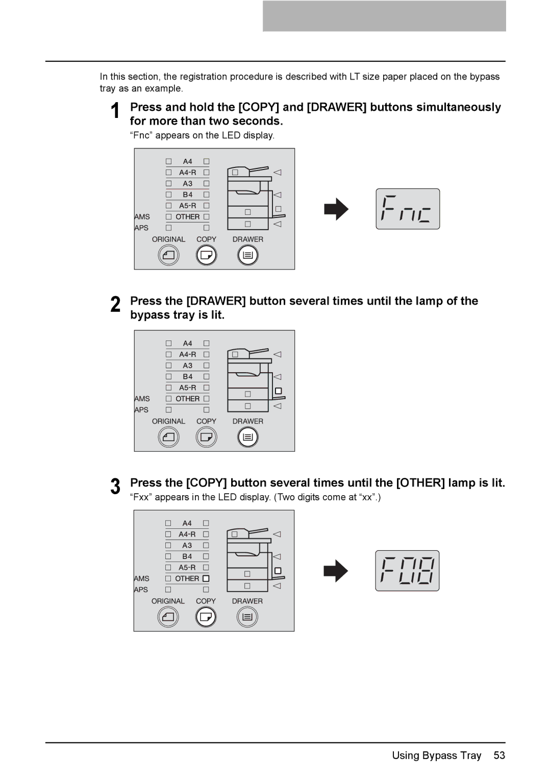 Toshiba e-STUDIO206, e-STUDIO166 manual Using Bypass Tray 