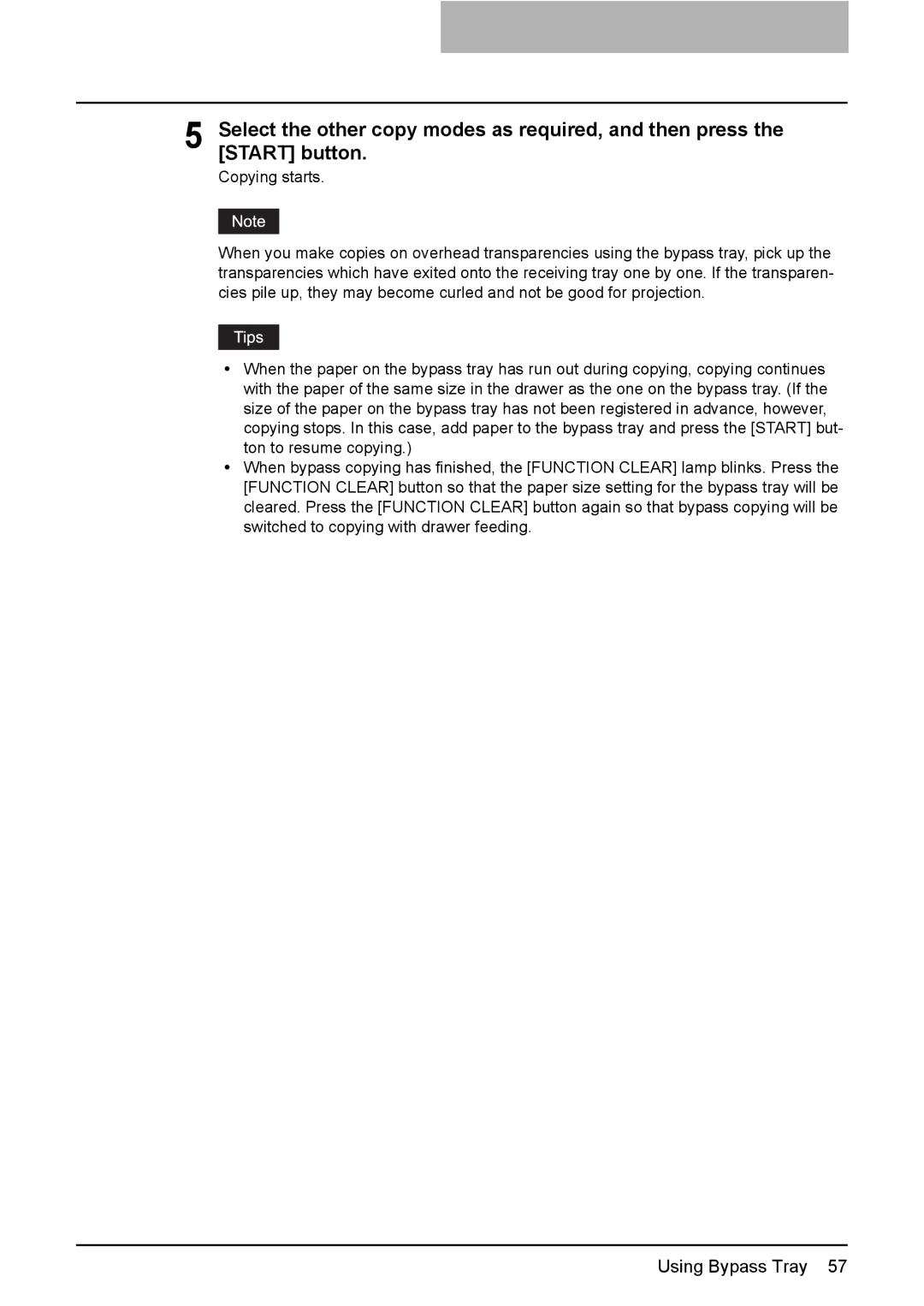 Toshiba e-STUDIO206, e-STUDIO166 manual Using Bypass Tray 