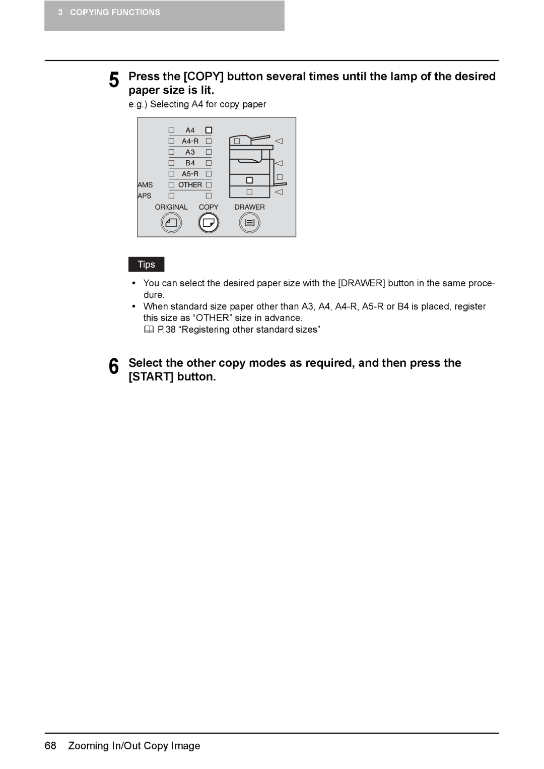 Toshiba e-STUDIO166, e-STUDIO206 manual Zooming In/Out Copy Image 