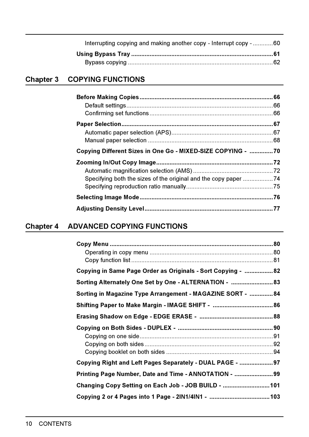 Toshiba E-Studio167 101, 103, Changing Copy Setting on Each Job JOB Build, Copying 2 or 4 Pages into 1 Page 2IN1/4IN1 