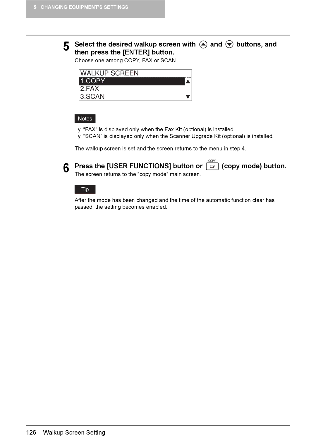 Toshiba E-STUDIO207, E-Studio167, e-Studio237 manual Walkup Screen, Copy, FAX Scan 