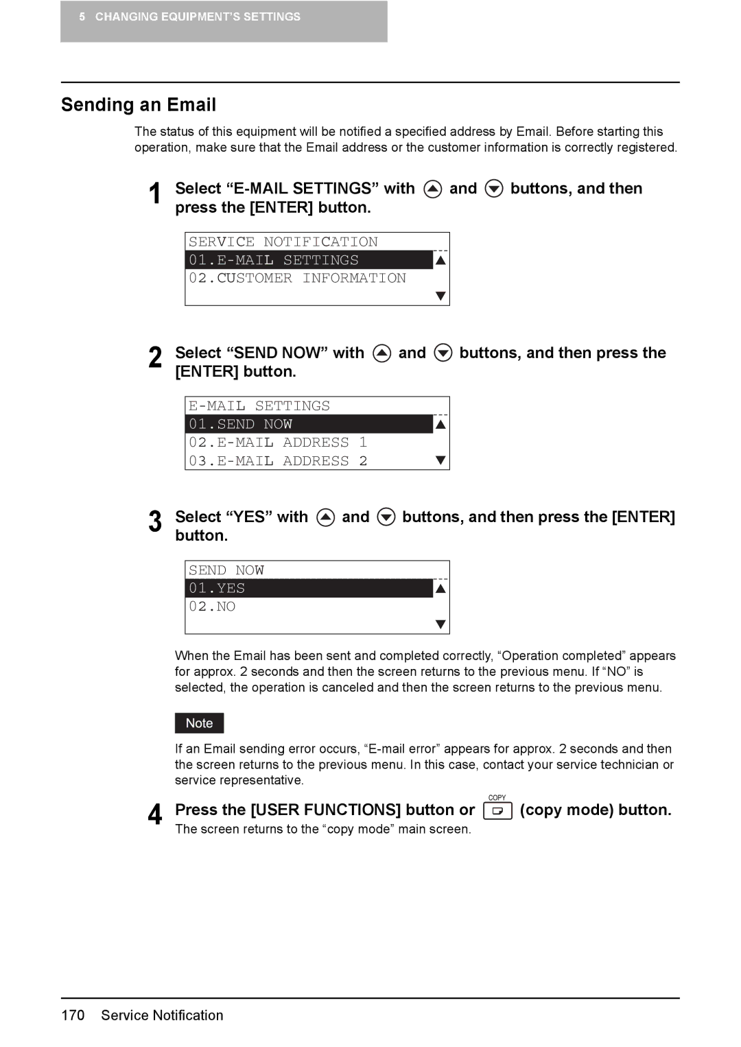 Toshiba e-Studio237, E-Studio167, E-STUDIO207 manual Sending an Email, Mail Settings, Send NOW, Mail Address 