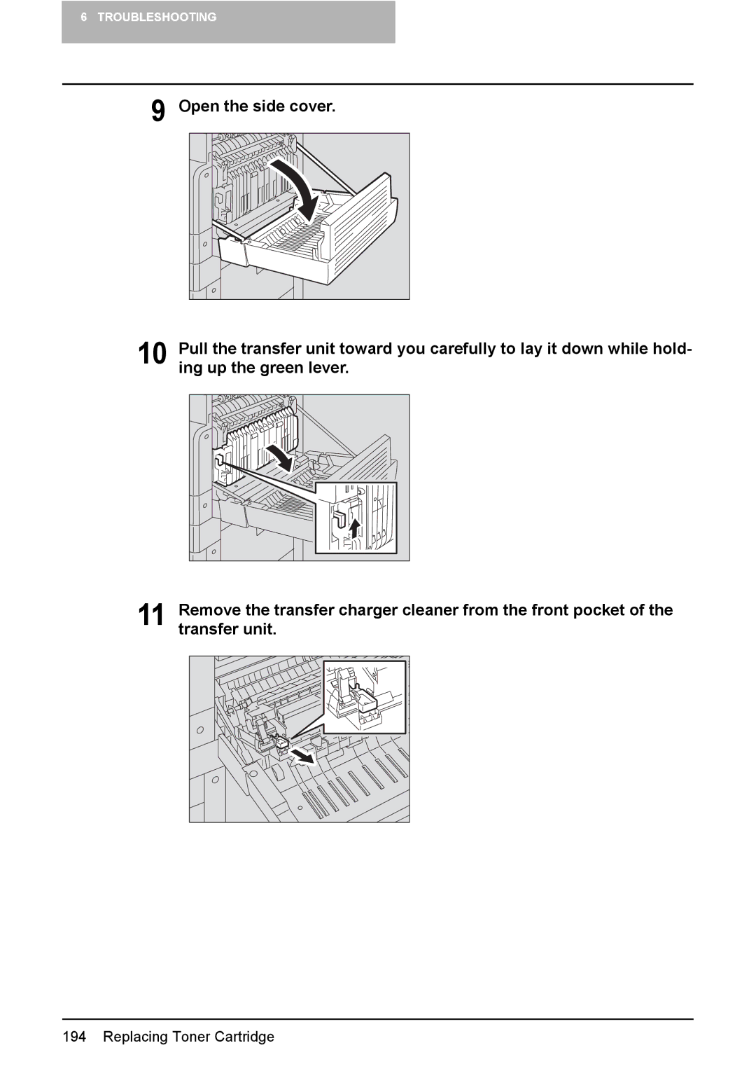 Toshiba e-Studio237, E-Studio167, E-STUDIO207 manual Replacing Toner Cartridge 