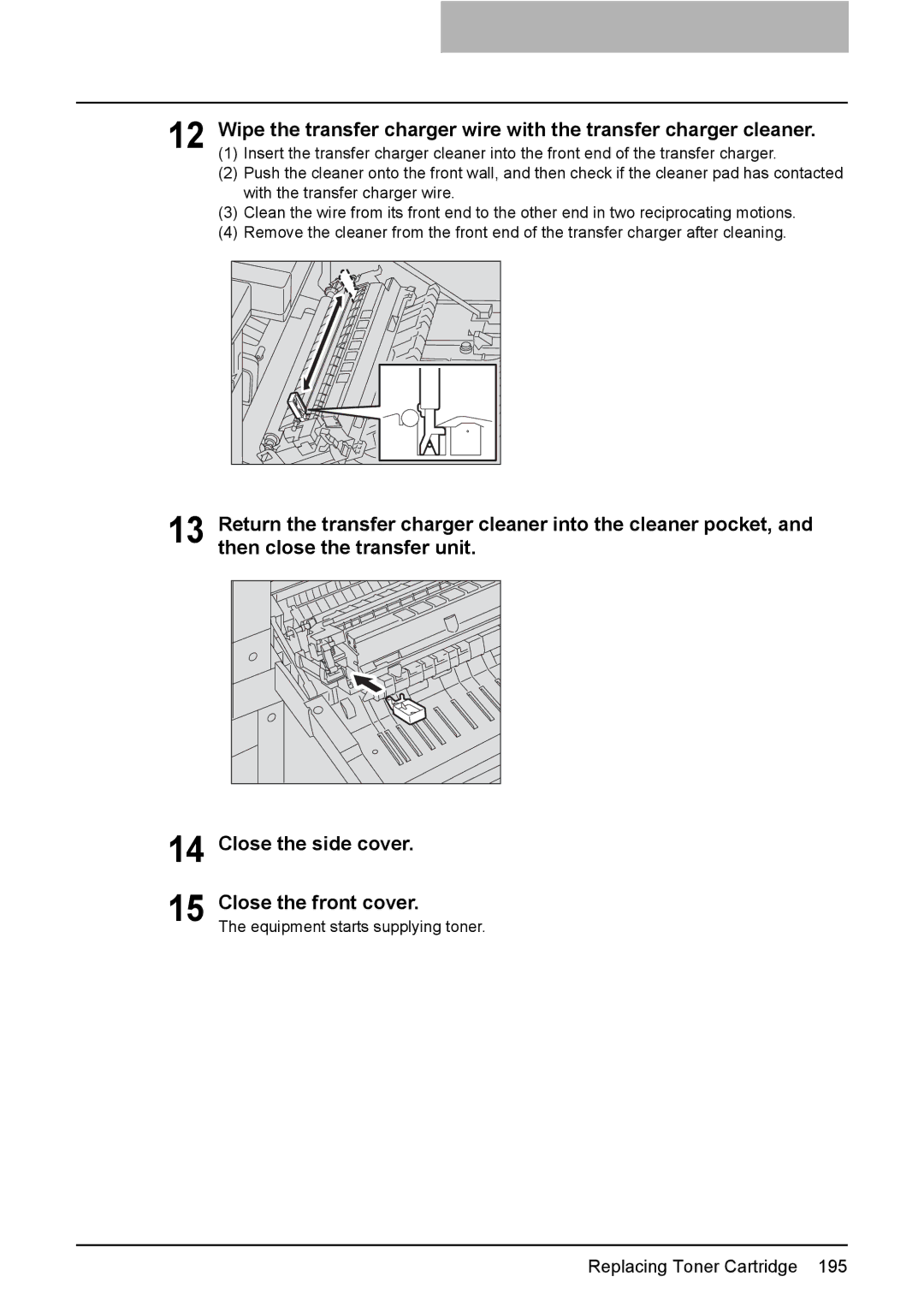 Toshiba E-STUDIO207, E-Studio167, e-Studio237 manual With the transfer charger wire 