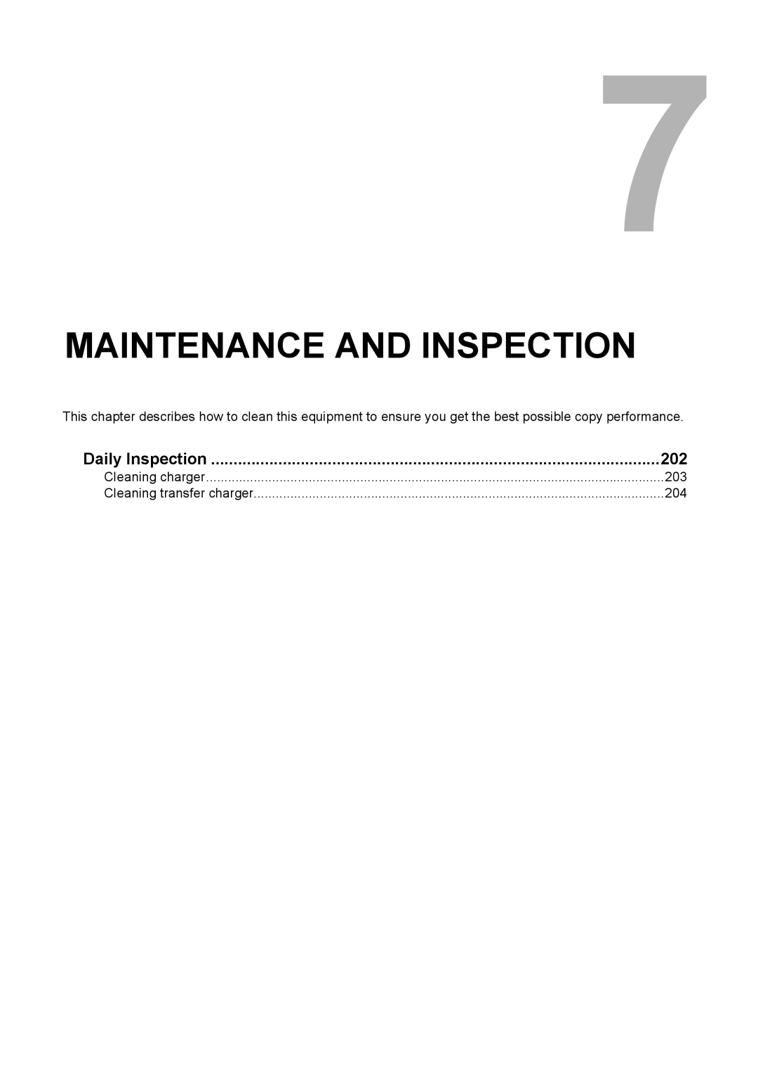 Toshiba E-STUDIO207, E-Studio167, e-Studio237 manual Maintenance and Inspection, Daily Inspection 202 