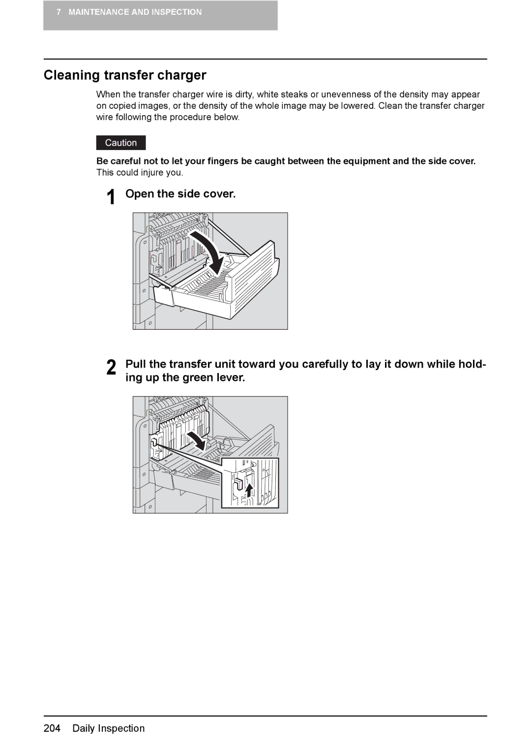 Toshiba E-STUDIO207, E-Studio167, e-Studio237 manual Cleaning transfer charger 