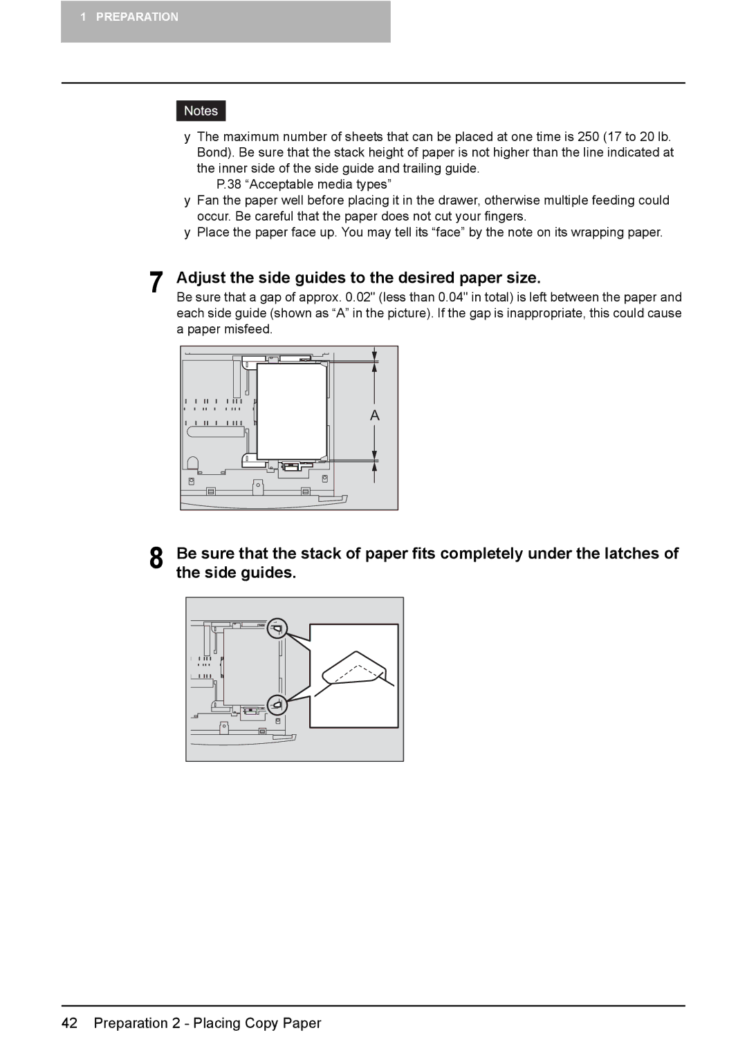 Toshiba E-STUDIO207, E-Studio167, e-Studio237 manual Adjust the side guides to the desired paper size 