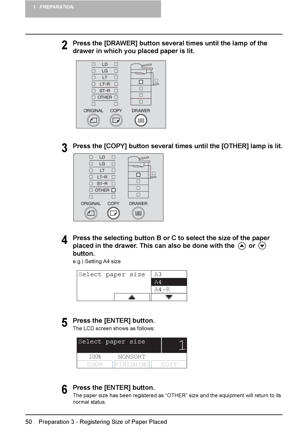 Toshiba e-Studio237, E-Studio167, E-STUDIO207 manual Press the Enter button, 100% Nonsort 