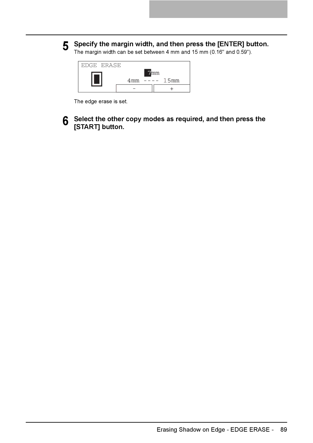 Toshiba e-Studio237, E-Studio167, E-STUDIO207 manual Edge Erase 