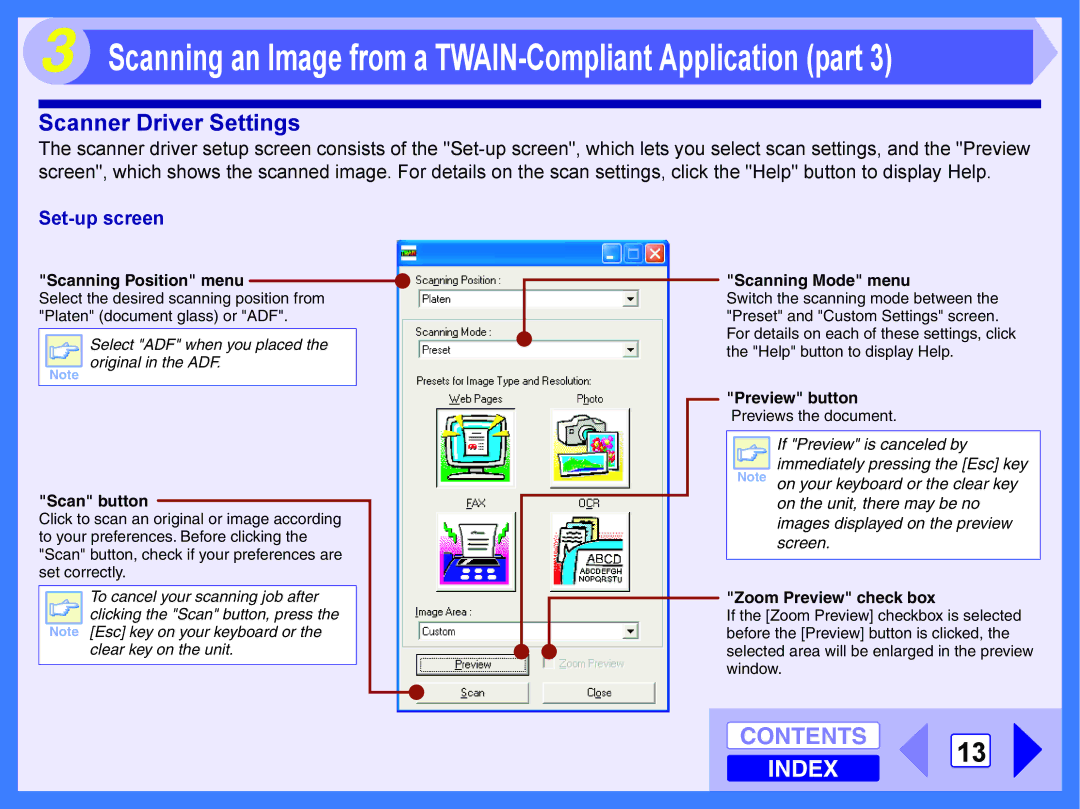 Toshiba E-STUDIO202S manual Scanner Driver Settings, Set-up screen 