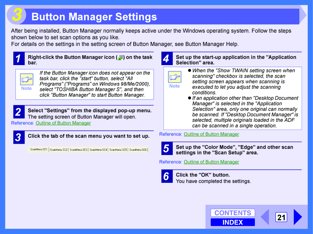 Toshiba E-STUDIO202S manual Button Manager Settings 