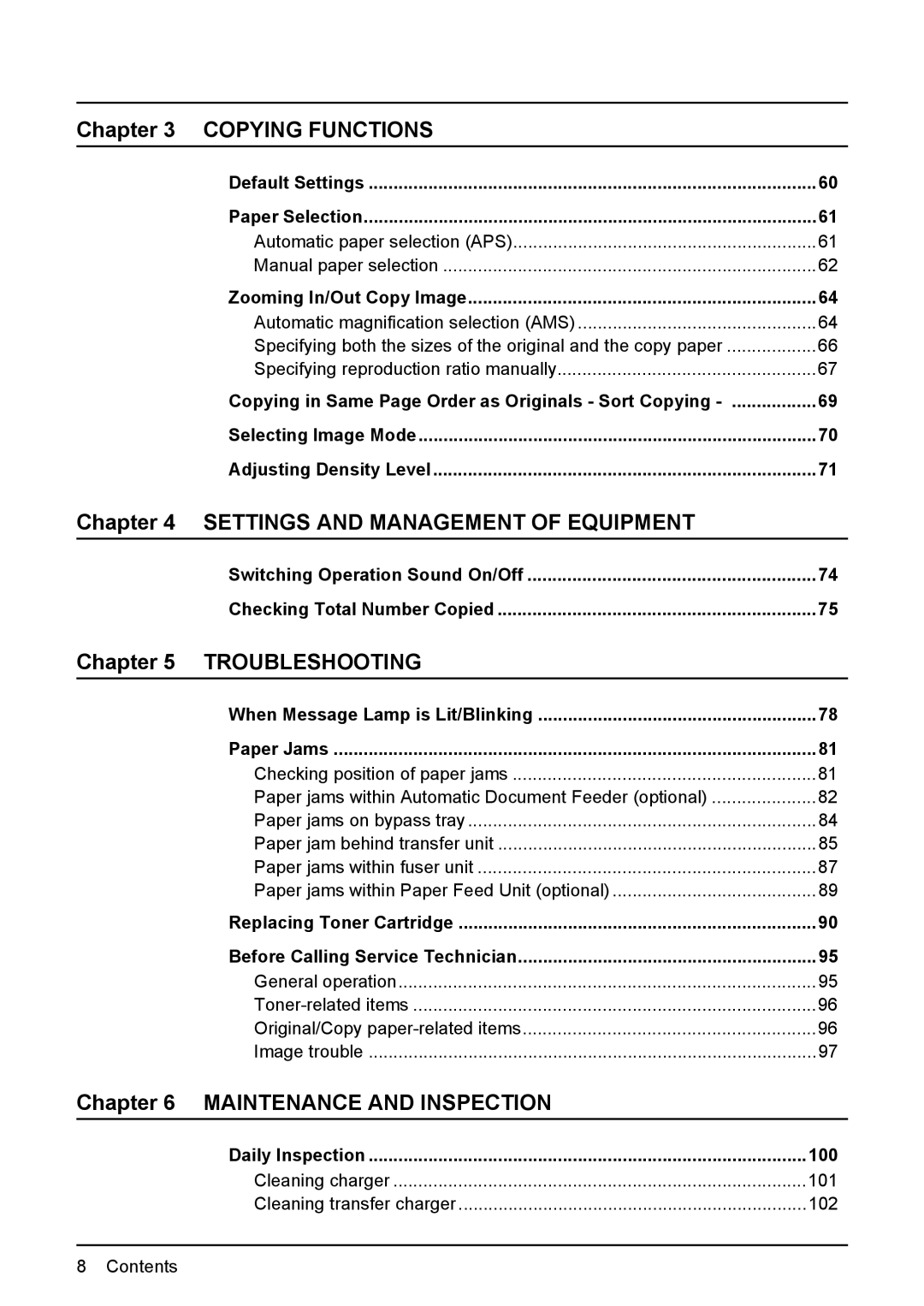 Toshiba e-STUDIO203 manual Copying in Same Page Order as Originals Sort Copying, 100 