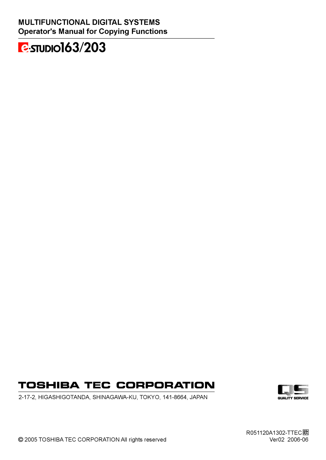 Toshiba e-STUDIO203 manual Multifunctional Digital Systems 