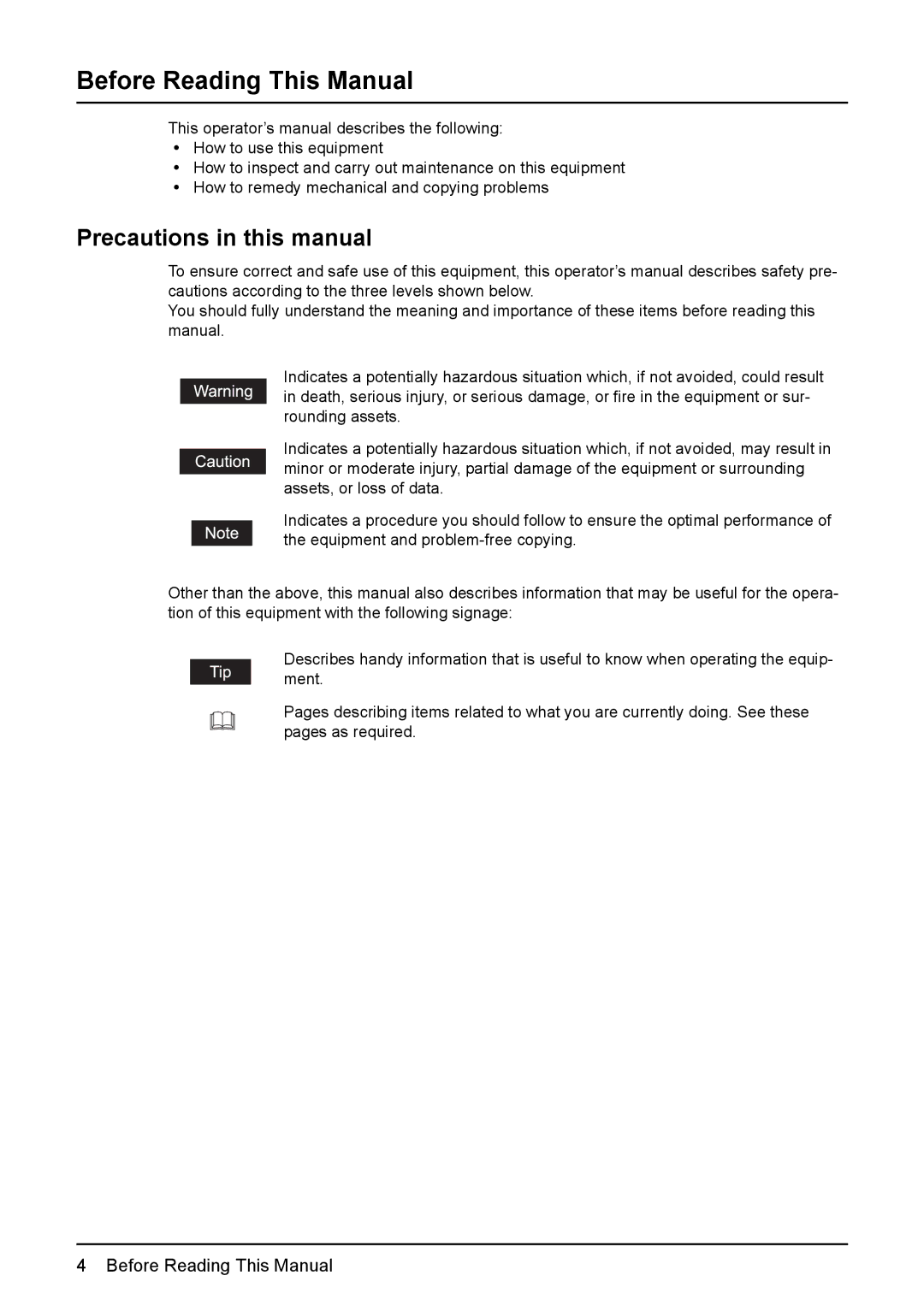 Toshiba e-STUDIO203 Before Reading This Manual, Precautions in this manual 