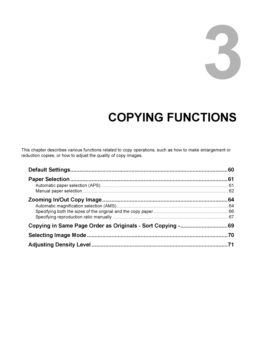 Toshiba e-STUDIO203 manual Default Settings Paper Selection, Zooming In/Out Copy Image 