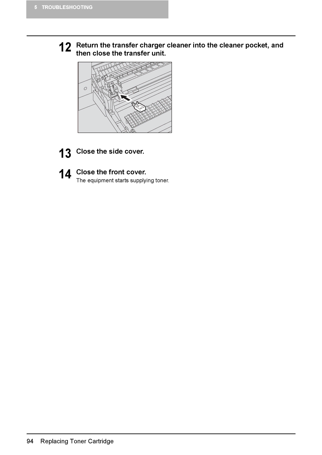 Toshiba e-STUDIO203 manual Equipment starts supplying toner 