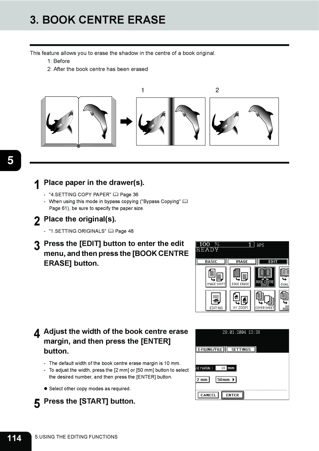 Toshiba e-STUDIO230/280 manual Book Centre Erase, 114 