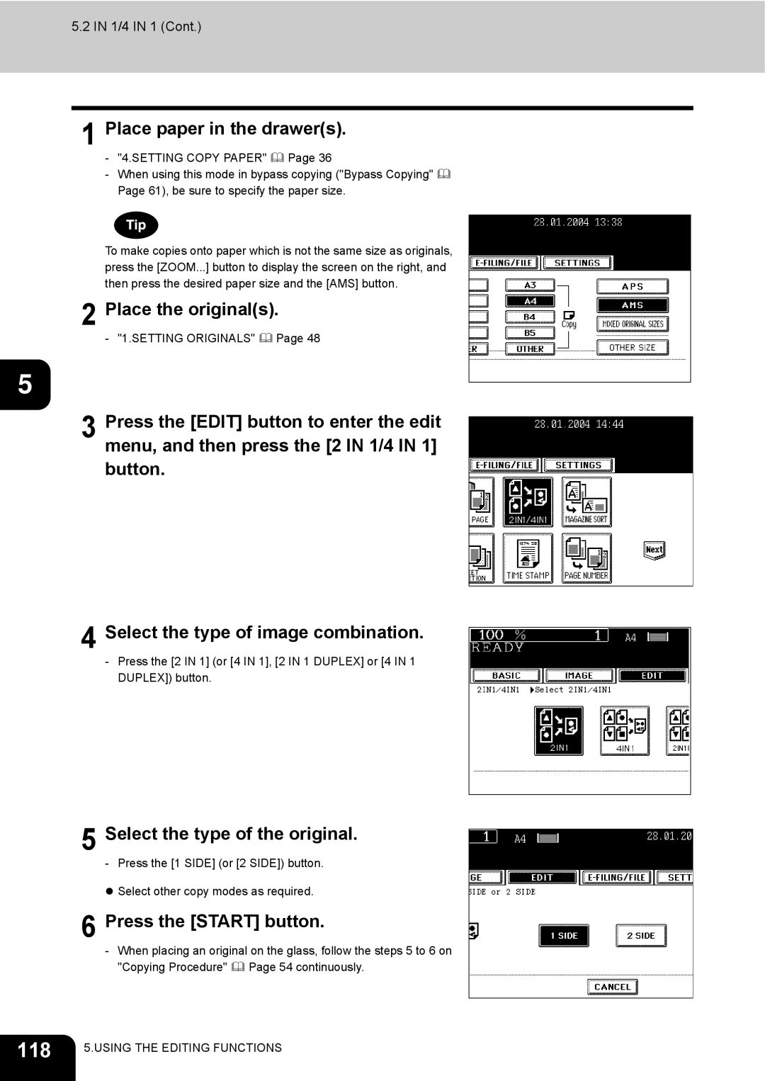 Toshiba e-STUDIO230/280 manual 118, Select the type of the original 