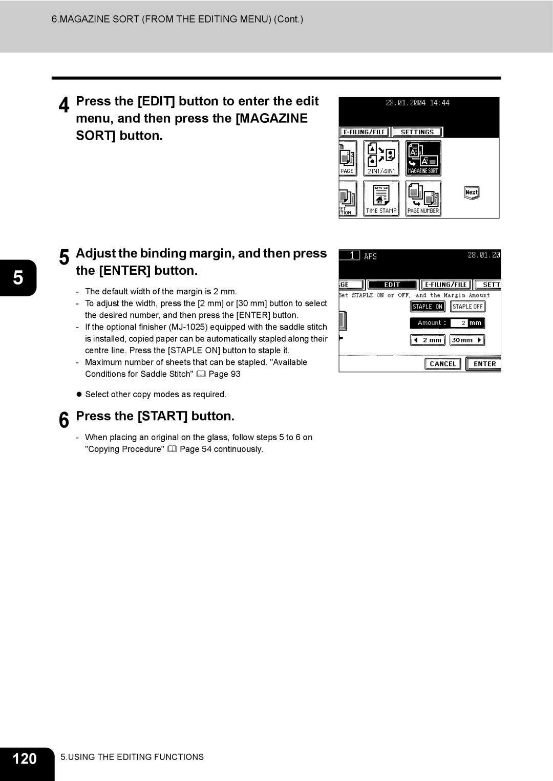 Toshiba e-STUDIO230/280 manual 120, Enter button 